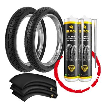 Imagem de Kit Par Pneus Cg Fan Titan Factor Ybr Yes 275-18 + 90/90-18 Bs32 Rinaldi + Camaras + Selantes