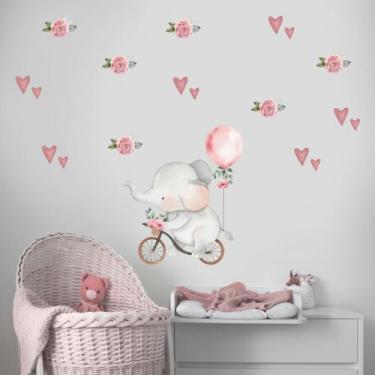 Imagem de Adesivo de Parede Infantil Elefantinha - Elefante na bicicleta p/ quar