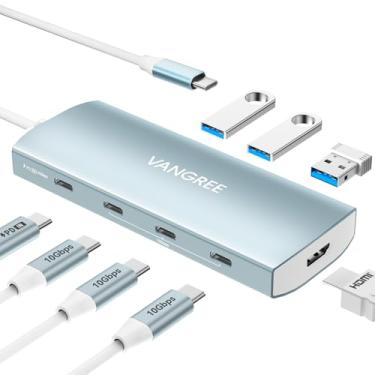 Imagem de Hub USB C para USB C de 10 Gbps, 3 portas USB 3.2 geração 2, HDMI 4K @ 60Hz, 100W PD, 3 portas USB 3.0, adaptador multiportas divisor USBC para MacBook Pro/Air, iMac, iPad Pro, iPhone 15 (não suporta