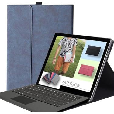 Imagem de Capa para Surface Pro 11/10/9 de 13 polegadas, capa protetora fina de vários ângulos para tablet com suporte de caneta magnética hibernar/despertar automática, compatível com teclado tipo capa, azul