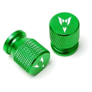 Imagem de 2 tampas de válvula de pneu compatíveis com MT09 MT07 MT10 MT03 MT 09 07 03 10 MT-09 MT-07 MT-10 Tracer 900 700 GT FZ09 XSR700 XSR900 (verde)