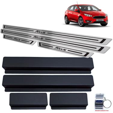 Imagem de Soleira Aço Inox Ford Focus 2019 Preto Baixo Relevo