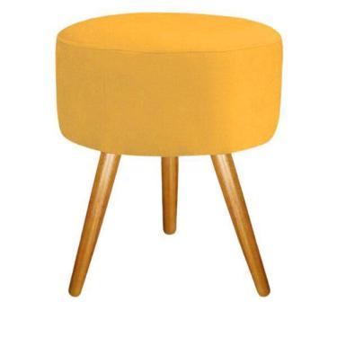 Imagem de Puff banqueta para sala pé palito amarelo 50 cm altura