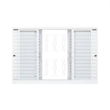 Imagem de Veneziana Realiza 6 Folhas 2 Fixas Grade Elo 120X100cm Vitralfer