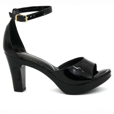 Imagem de Sandália Feminino Via Uno 411003 Salto Grosso Alto Meia Pata Calcanhar