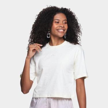 Imagem de Camiseta Fila Cropped Comfort Classic Feminina, Bege claro, GG