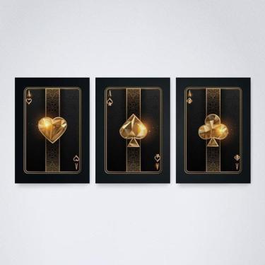 Imagem de Quadro Decorativo Baralho Dourado 30x20cm - Elegância