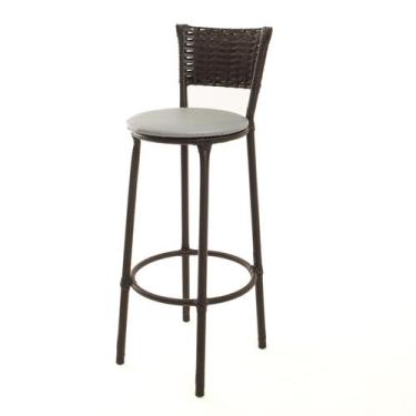 Imagem de Banqueta Alta Encapada Junco CAFÉ Area de Lazer Cozinha Bancada Balcão