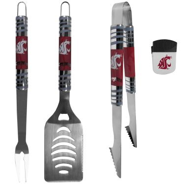 Imagem de Siskiyou Sports NCAA Washington State Cougars Conjunto unissex de 3 peças para churrasco e clipe de chip, cores do time, tamanho único