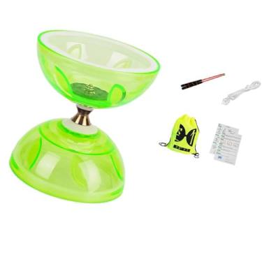 Imagem de Esquirla Conjunto de brinquedos Diabolo chinês com 5 rolamentos, prático, versátil, roda dupla, brinquedo de malabarismo Diabolo para idosos, jardim, gramado, S Green
