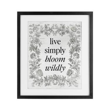 Imagem de Stupell Industries Impressão emoldurada preta com borda vintage Bloom Wildly, design por Lettered and Lined, 53 x 43 cm