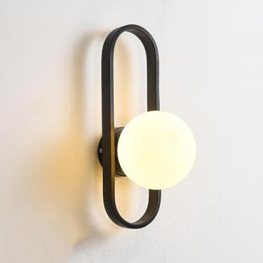 Imagem de Luminária de parede de ferro minimalista moderna E26/E27 para ambientes internos, luminária de parede para quarto, decoração de cabeceira, sala de estar, arandela, luminária de parede com ex