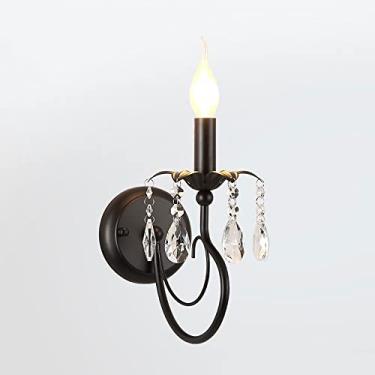 Imagem de Luminária de parede de cristal moderna, luminária de parede com acabamento em preto fosco, luminária de parede interna, luminárias de cabeceira para quarto, sala de estar, decoração para cas