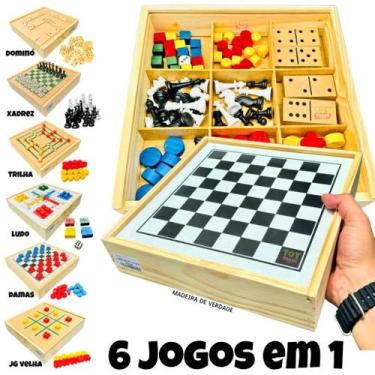 Imagem de Jogos 6x1 Dama, Jogo Da Velha, Ludo, Trilha, Dominó e Xadrez 6 em 1 Jo