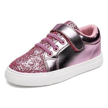 Imagem de Sapatos Nihaoya Glitter Tênis para crianças rosa tamanho 13,5 para cri