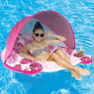 Imagem de Bóia de piscina COOLCOOLDEE com dossel e porta-copos para adultos