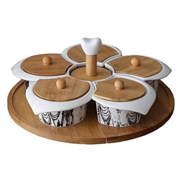 Imagem de Travessa de porca de nozes, o chassi pode ser girado 360° para frutas secas, bandeja de servir com tampa, bandejas de tapas, bandejas divididas