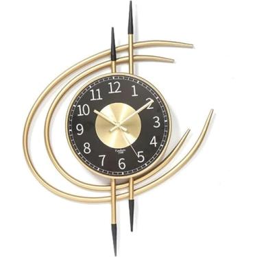 Imagem de WYUYIWH Relógio de parede de arte moderna relógio de parede grande de metal, relógio de decoração silencioso sem tique-taque para sala de estar, cozinha e decoração de parede de casa relógio 40 x 53