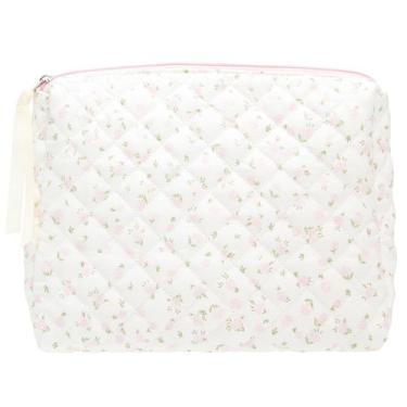 Imagem de Bolsa de maquiagem PAZIMIIK acolchoada vintage grande rosa de viagem