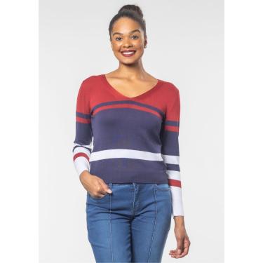 Imagem de Blusa 7/8 Pau a Pique Modal Vermelho e Azul Marinho