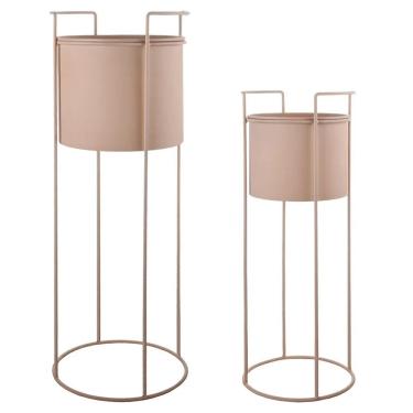 Imagem de Conjunto 2 Cachepots Decorativos com Suporte de Metal Rose SD0287 BTC