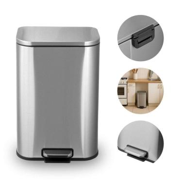 Imagem de Lixeira Inox 12L Com Pedal E Cesto Cozinha Banheiro Brinovar