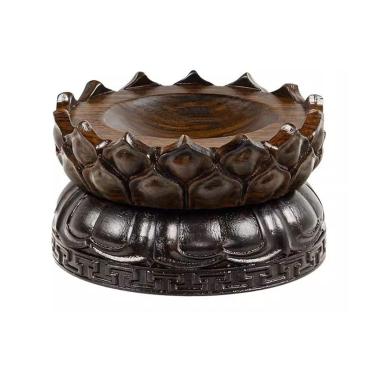 Imagem de Base de suporte de exibição Suporte de exposição bonsai giratório madeira com base escultura superfície côncava(Grande)