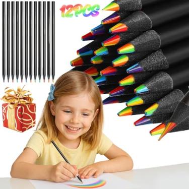 Imagem de Lápis de cor arco-íris, pacote com 12 canetas de desenho multicoloridas, materiais de arte para crianças de 6 a 12 anos e adolescentes, meninas, meninos, artes criativas, artesanato, aniversário e