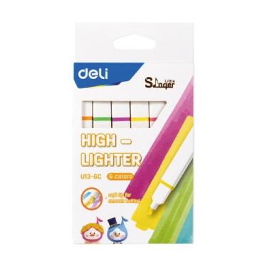 Imagem de Marca texto 6 cores com adesivos ponta chanfrada 1.0/0.5mm Deli