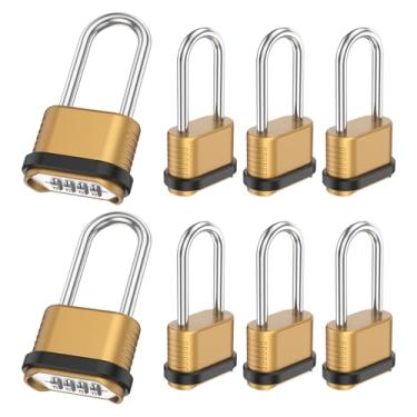 Imagem de Fechadura de combinação, cadeado de combinação de 4 dígitos redefinível com senha inferior, cadeado combo de liga de zinco sem chave à prova de intempéries para portão doméstico, pátio, portão