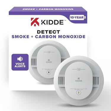 Imagem de Kidde Detector de fumaça e monóxido de carbono, alimentado por bateria de 10 anos, alertas de voz, indicadores de luz de aviso LED