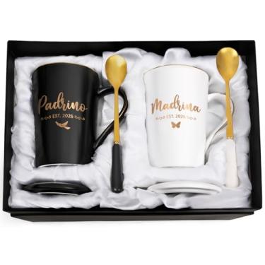 Imagem de Maustic Presente de pedido de padrinhos, presente de proposta Padrinos Madrina, conjunto de canecas Padrino Madrina Est 2026, presentes Will You Be My Godparents Gifts, Godmother Godfather Gifts for