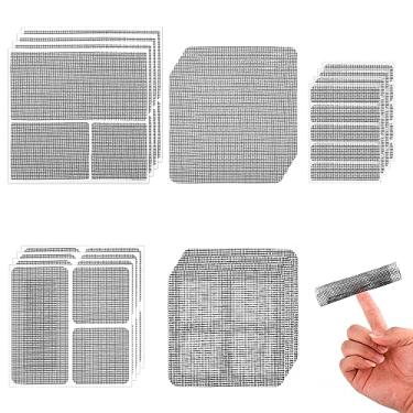 Imagem de Kit de remendos de reparo de tela de janela, kit de reparo de tela autoadesivo de tela de fibra de vidro de fibra de vidro para reparo de tela e portas de janelas, tendas, redes (cinza, 5 estilos)