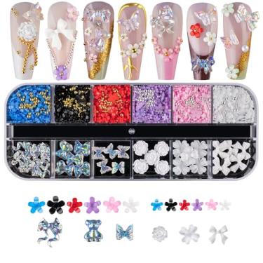 Imagem de Pedras preciosas brancas para unhas, pedras preciosas, strass para unhas, diamantes, pingentes de unhas prateadas, 12 grades, joias de unhas, pequeno diamante, branco, conjunto misto de arte de unhas