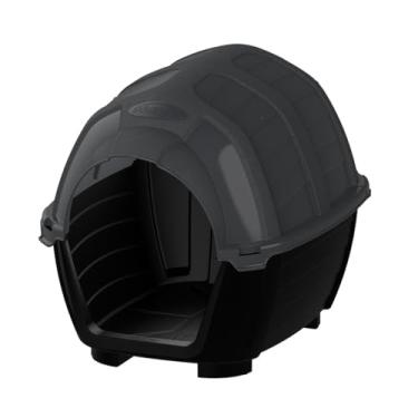 Imagem de Casinha para Cachorro Stone House Nova 3 cor Neutra Taupe Base Preta – Plast Pet, Polipropileno Durável – Plast Pet, Tamanho Médio – Plast Pet, Conforto e Segurança