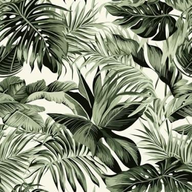 Imagem de VEELIKE Papel de parede tropical exótico descasque e cole papel de parede de folha de palmeira para banheiro quarto 48 x 900 cm papel de parede autoadesivo removível papel de parede verde tropical