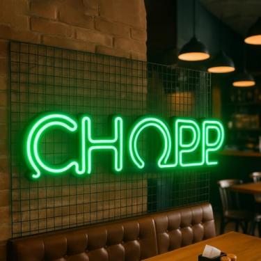 Imagem de Placa Luminoso Decorativo Letreiro Chopp Neon Led Verde