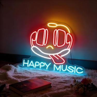 Imagem de Neonawall Neon Sign for Wall Decor Light Up Letters Business Led Sign Music Party Gifts Led Decorative Night Signs Room Decor Party Signs for Bar Musician Birthday (Happy Music)