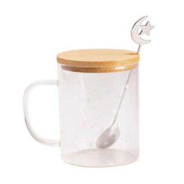 Imagem de Caneca De Vidro Com Colher Estrelas
