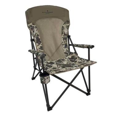 Imagem de Cadeira de acampamento Black Sierra – Cadeira dobrável portátil para gramado e praia com apoio de braço rígido acolchoado, encosto ventilado de malha, suporte para copos, bolsa de transporte – Suporta