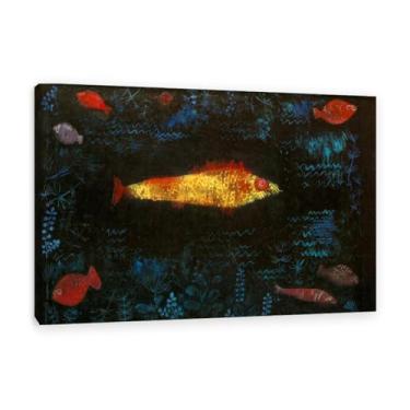 Imagem de Paul Klee arte de parede em tela O peixe dourado pôster vintage clássico pintura a óleo pintura mestre impressão adequada sala de estar escritório decoração de parede legal 90 x 60 cm (35 x 24