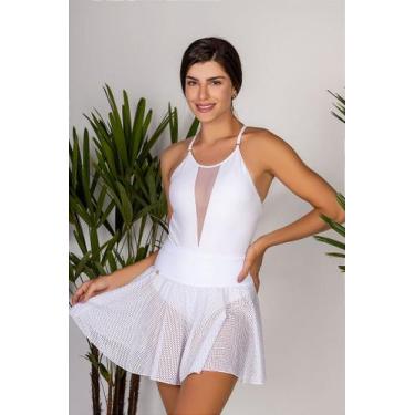 Imagem de Saia Curta de Praia Kaili - Poliamida e Elastano - Perola e Sal, P