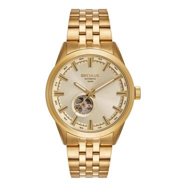 Imagem de Relógio Seculus Masculino Ref: 44329gpsvda1 Automático Open Heart Dourado