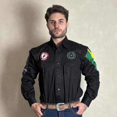 Imagem de Camisao country radade masculina bordada barretos peao, Preto, M