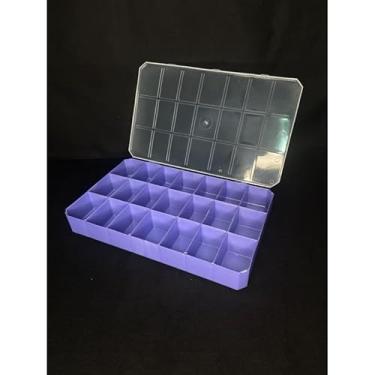 Imagem de Kit 2 Caixas Organizadoras 21 Divisões Transparente – Ideal para Joias Miçangas e Materiais Pequenos (Base lilás,2 caixas 21 divisões)