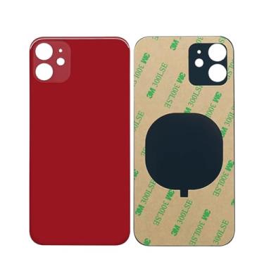 Imagem de Capa de vidro de substituição de bateria para iPhone 11 capa traseira de substituição para iPhone 11 2 em 1 capa traseira de vidro com furo grande 1 peça/lote (vermelho)