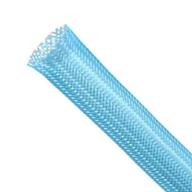 Imagem de Manga de cabo expansível trançada, tear de fio de PET, gerenciamento de cabos de malha flexível para TV, computador, home theater, automotivo, protege o gato de cabos de mastigar (azul, 1,27 cm x 7,6