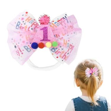Imagem de Laço de cabelo de 1º aniversário para mulheres, acessórios de cabelo de primeiro aniversário para mulheres adultas, presentes de aniversário de 1 ano para irmã, filha, neta, amigas, laço de cabelo