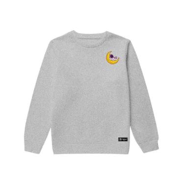 Imagem de Blusão Moletom Infantil Lua Astronauta Personalizado sem Capuz gola Redonda-Unissex