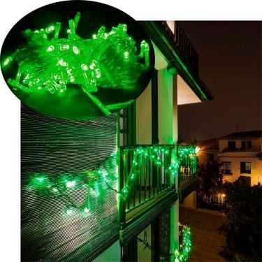 Imagem de Pisca Cordão Varal Natal 100 Lâmpadas Leds Verde De 10m 220v